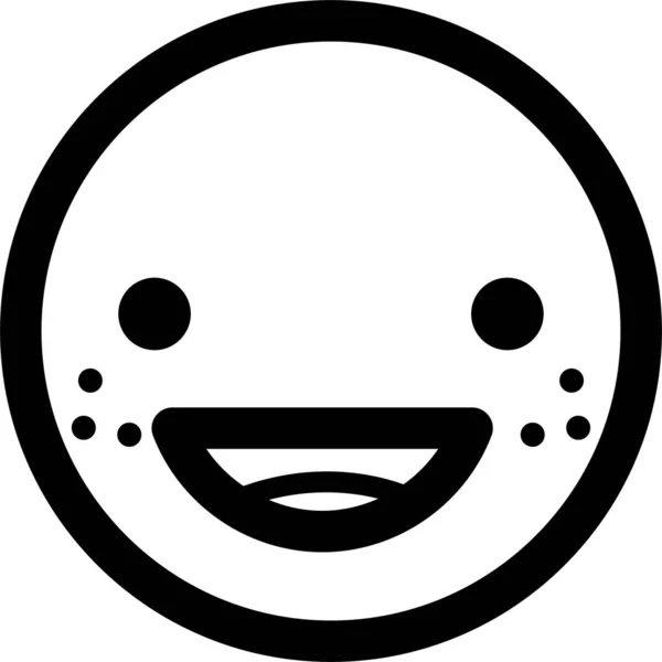 Glimlach Emoticon Emotie Icoon Omtrek Stijl — Stockvector
