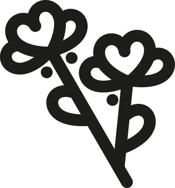 Blumen Geschenk Herz Symbol Umriss Stil — Stockvektor