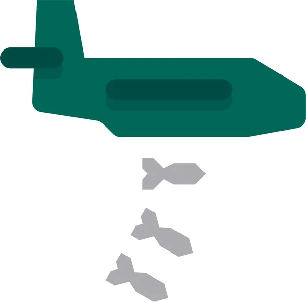 Militärflugzeug Ikone Flachen Stil — Stockvektor