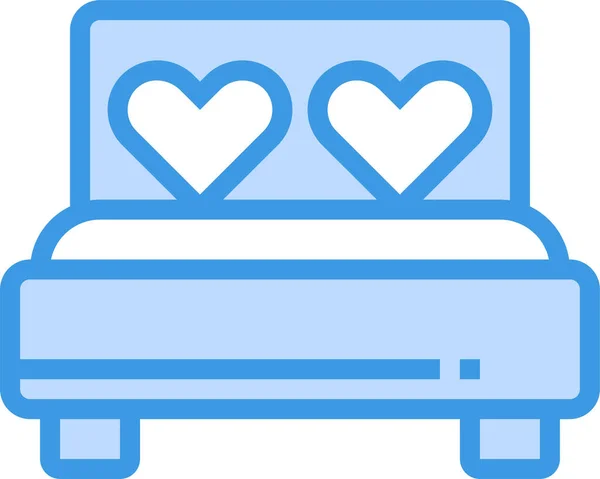 Διπλό Κρεβάτι Αγάπη Εικονίδιο Στυλ Γεμάτο Περίγραμμα — Διανυσματικό Αρχείο