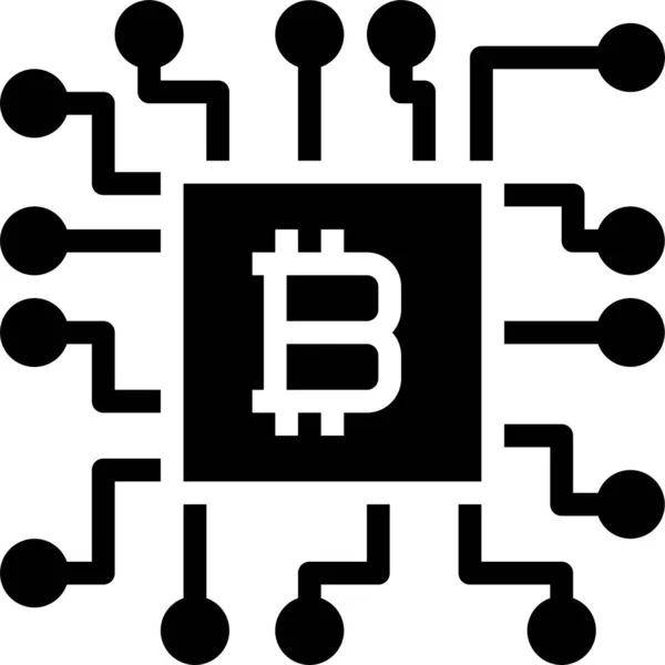 Ícone Cpu Negócio Bitcoin Estilo Sólido —  Vetores de Stock