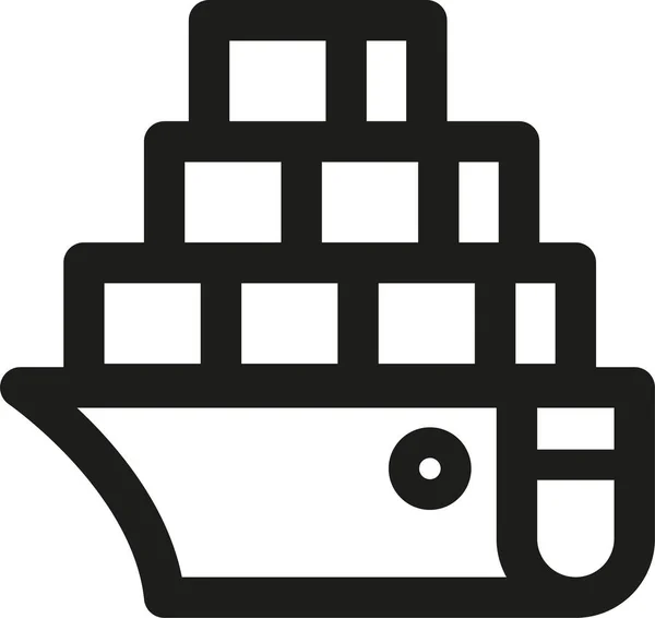 Schip Scheepvaart Winkelen Pictogram Grote Lijnen Stijl — Stockvector