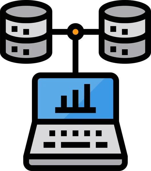 Analytics Laptop Database Icon — Stock Vector