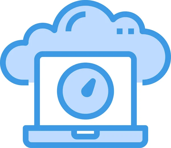 Cloud Datenbank Laptop Symbol Stil Ausgefüllter Umrisse — Stockvektor