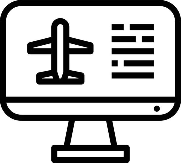 Icono Reserva Aeropuerto Avión Estilo Esquema — Vector de stock