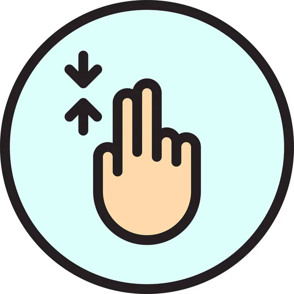 フルアウトラインスタイルの画面の指のジェスチャーアイコン — ストックベクタ