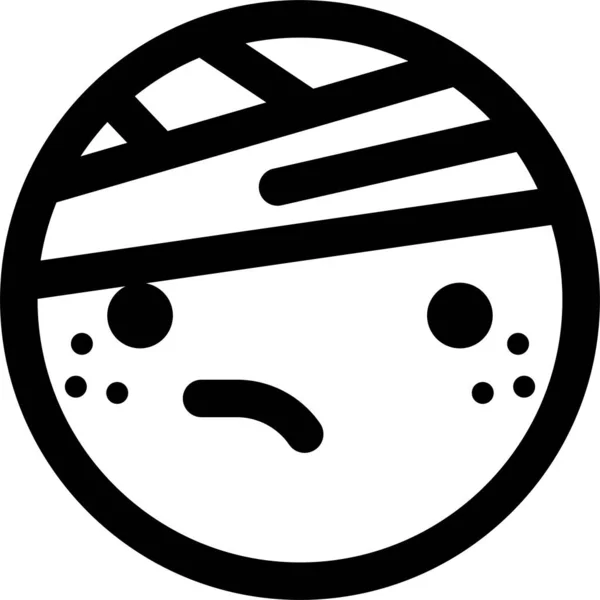 Malade Dessin Animé Emoji Icône Dans Style Contour — Image vectorielle