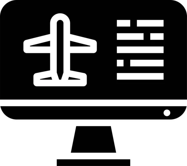 Flugzeug Flughafen Buchung Symbol Solidem Stil — Stockvektor