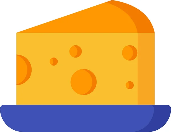 Icono Cocina Queso Desayuno Estilo Plano — Vector de stock