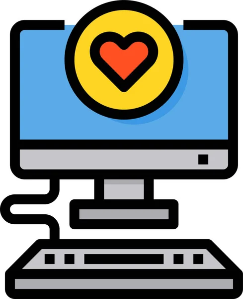 计算机硬件类别中计算机最喜爱的心脏图标 — 图库矢量图片