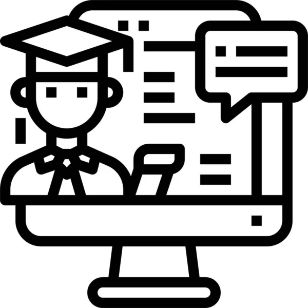 Computadora Elearning Graduado Icono Educación Escuela Aprendizaje Categoría — Vector de stock