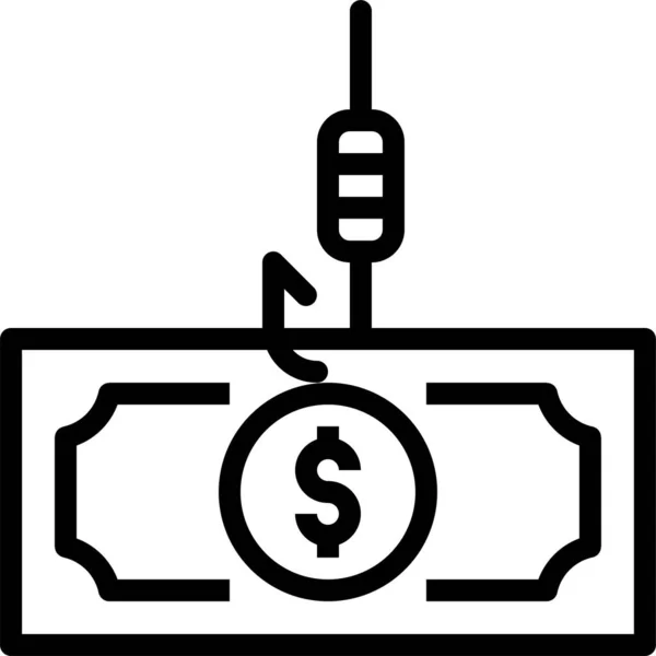 Crime Fishing Money Icon Outline Style — Stock Vector