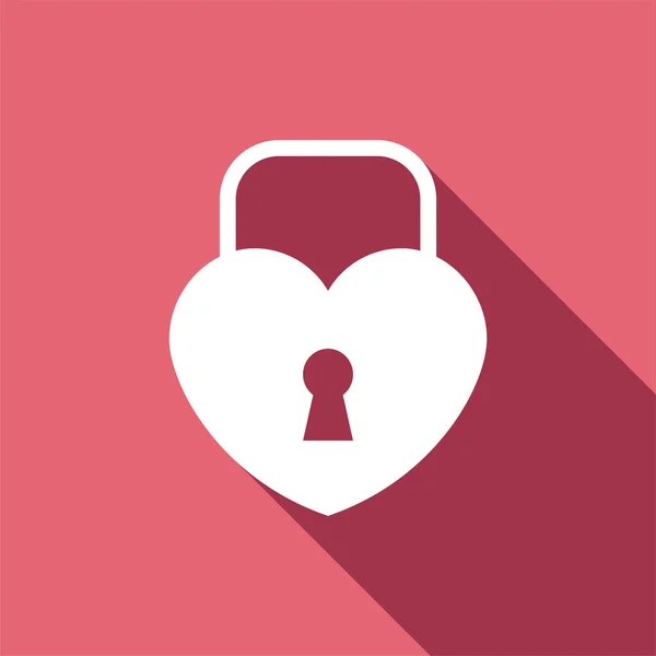 Heart Key Lock Icon Long Shadow Style — Stock Vector