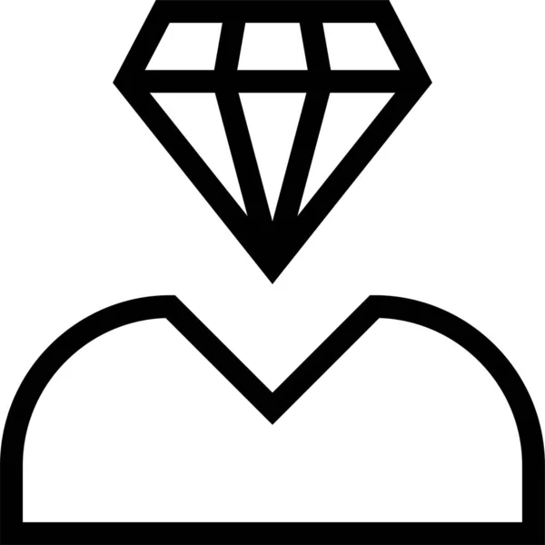 授予徽章钻石图标的轮廓风格 — 图库矢量图片