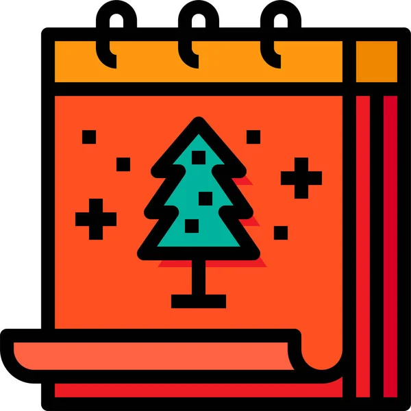 Ημερομηνία Δέντρο Ημερολόγιο Εικονίδιο Στην Κατηγορία Χριστούγεννα — Διανυσματικό Αρχείο