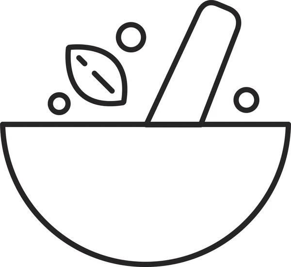 Bowl Icono Molienda Alimentos Estilo Esquema — Vector de stock