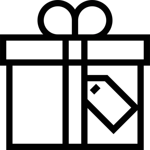 Caja Cumpleaños Icono Navidad Estilo Esquema — Vector de stock