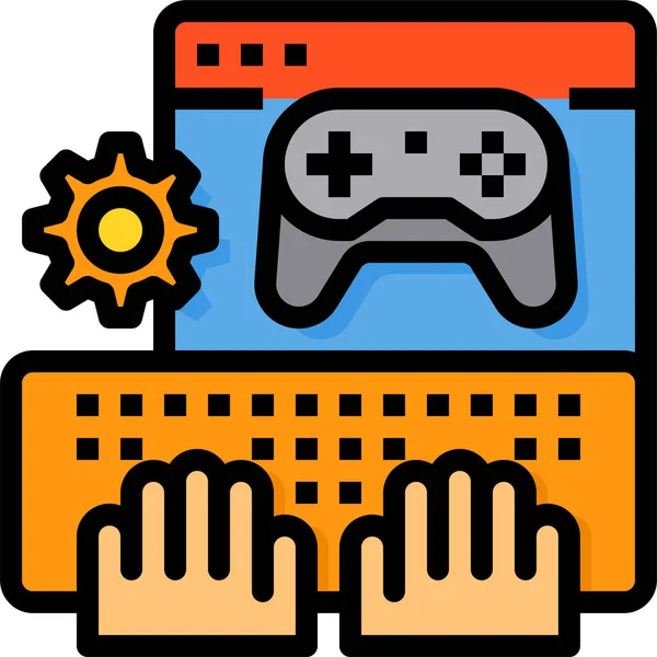 Juego Joystick Teclado Icono Categoría Juegos Juegos — Vector de stock