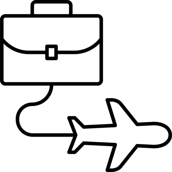 Bag Briefcase Flight Icon Outline Style — Stock Vector