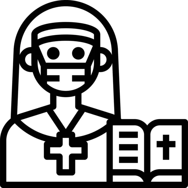 Иконка Оккупации Монахини Стиле Наброска — стоковый вектор