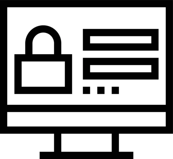 Εικονίδιο Οθόνης Ασφάλειας Υπολογιστή Σύνδεσης Υπολογιστή Στυλ Περίγραμμα — Διανυσματικό Αρχείο