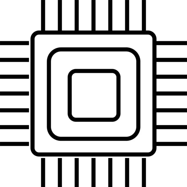 Chip Ordenador Cpu Icono Estilo Esquema — Archivo Imágenes Vectoriales