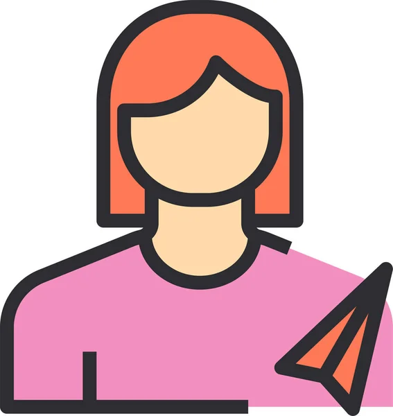 Avatar Icono Perfil Femenino Estilo Contorno Lleno — Vector de stock