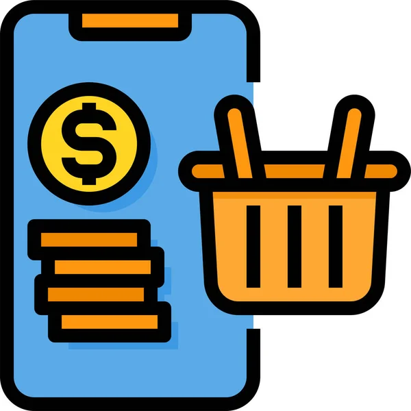 Warenkorb Online Zahlung Symbol Shopping Commerce Kategorie — Stockvektor
