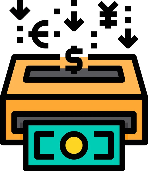 Banking Cash Currency Icon Filled Outline Style — Stock Vector