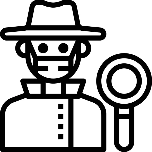 Icono Ocupación Detective Avatar Estilo Esquema — Vector de stock