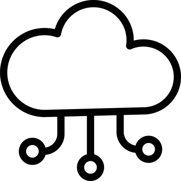 Cloud Computing Database Icon Outline Style — Archivo Imágenes Vectoriales