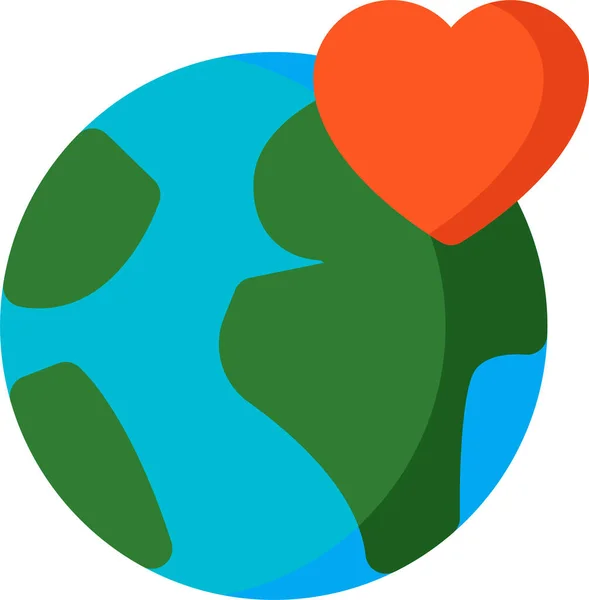 Earth Love Flagge Ikone Flachen Stil — Stockvektor