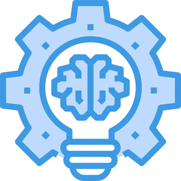 フルアウトラインスタイルの脳ギアイノベーションアイコン — ストックベクタ