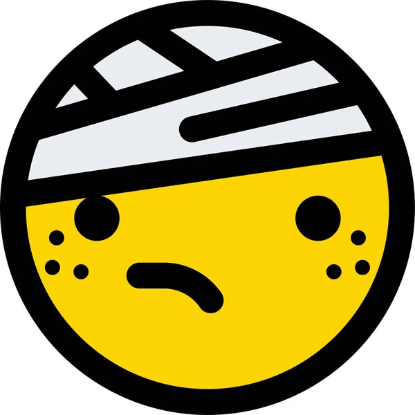 Sick Emoji Emoticon Icon Filled Outline Style — Stock Vector