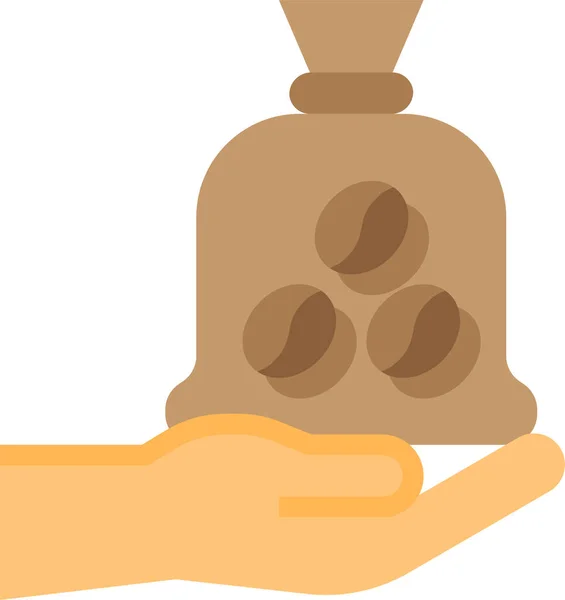 Bohnen Kaffee Hand Symbol — Stockvektor