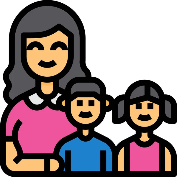 Familie Mutter Kinder Ikone — Stockvektor