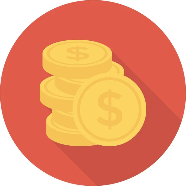 Ikona Měny Hotovostních Mincí Dlouhém Stylu — Stockový vektor