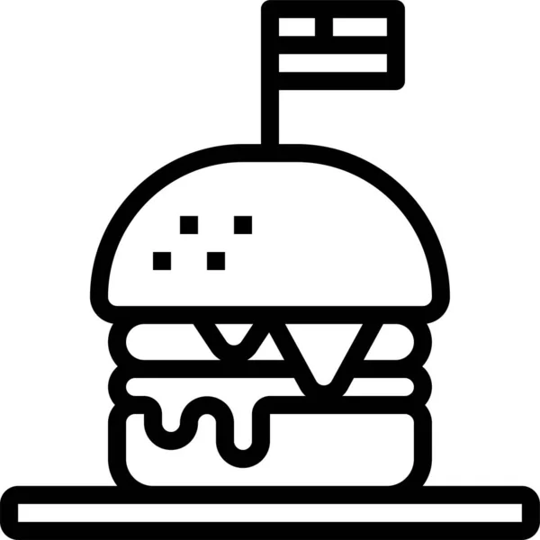 Hamburger Hamburger Kanapka Ikona Zarysie Stylu — Wektor stockowy