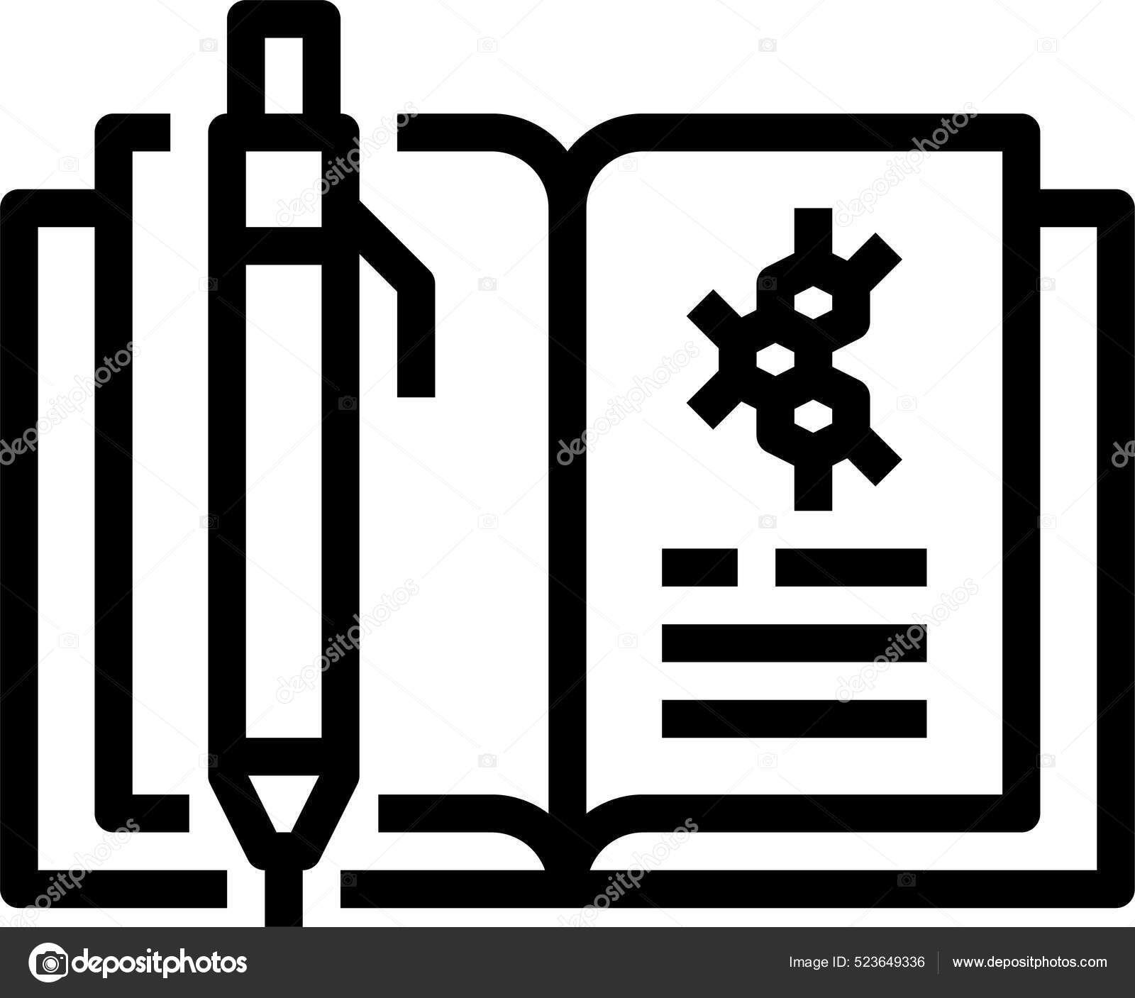 Иконка Химии Книги Биологии Стиле Абрис Векторное Изображение.