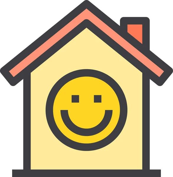 Happy Home Property Icon Filled Outline Style — Stock Vector