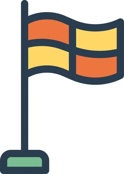 Bandiera Obiettivo Icona Nazionale Stile Contorno Riempito — Vettoriale Stock