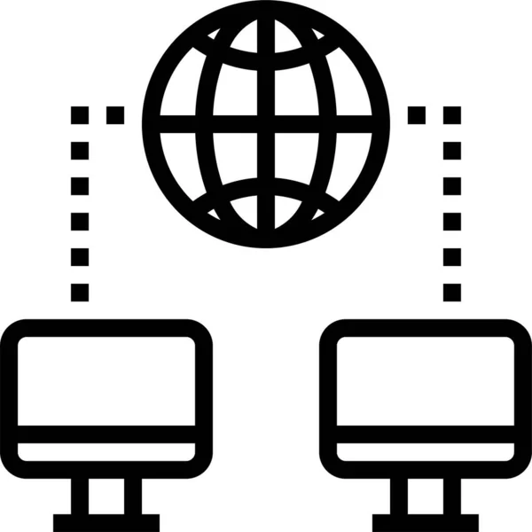 Comunicación Ordenador Icono Global Estilo Esquema — Vector de stock