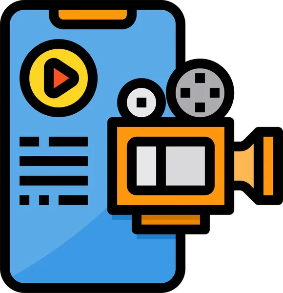 Camera Mobiele Film Icoon Mobiele Apparaten App Categorie — Stockvector