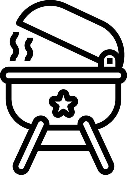 Bbq Grelhar Ícone Comida Estilo Esboço — Vetor de Stock