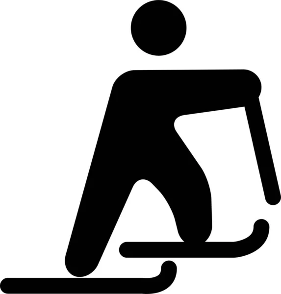 Икона Лыжного Спорта Твердом Стиле — стоковый вектор