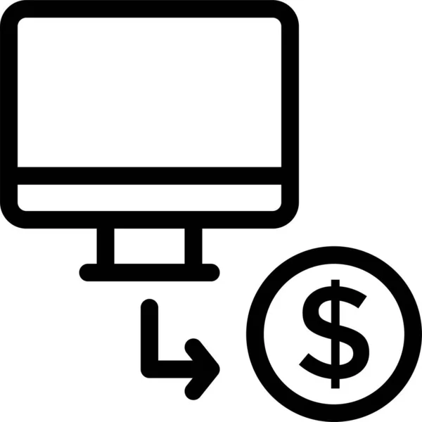 Ícone Computador Moeda Cent Estilo Esboço — Vetor de Stock