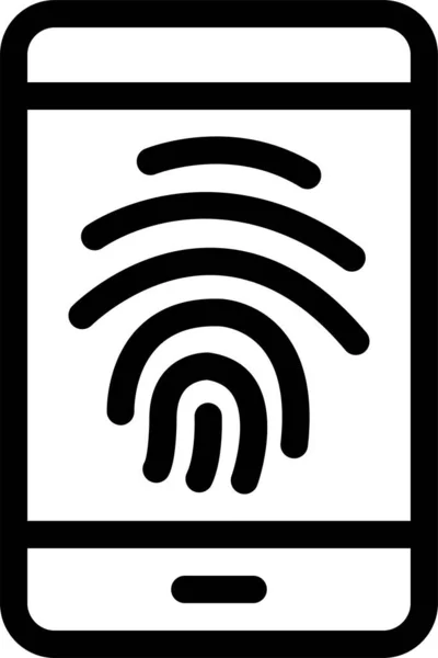 Иконка Мобильного Отпечатка Пальца Стиле Контура — стоковый вектор