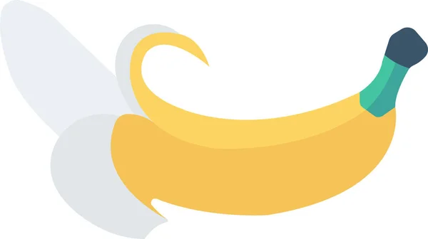 Banaan Voedsel Fruit Pictogram Platte Stijl — Stockvector