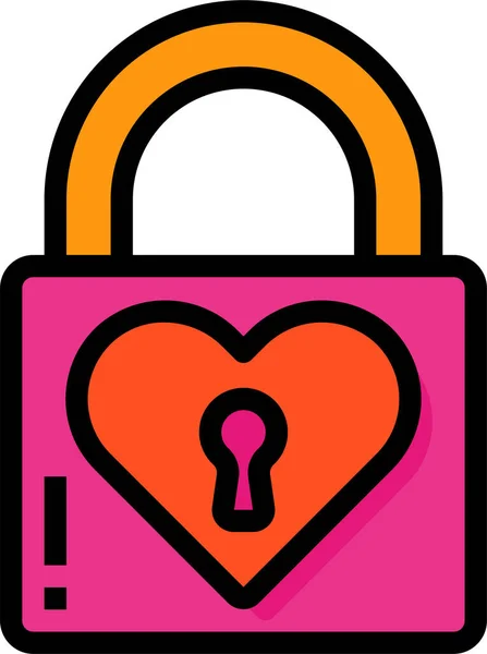 Padlock Heart Love Icon Filled Outline Style — Stock Vector