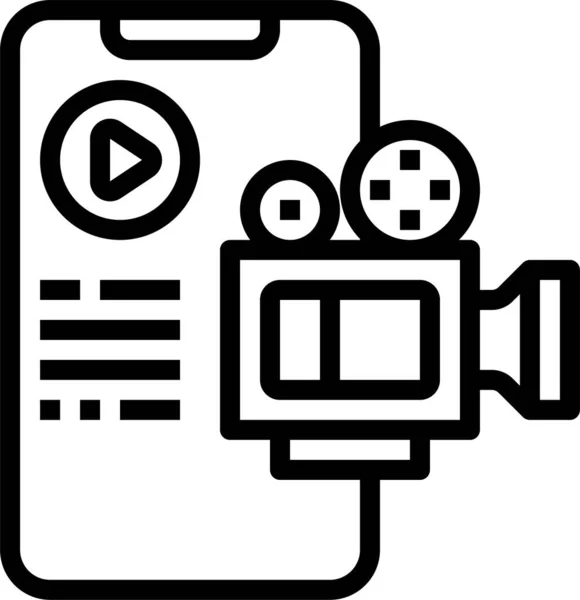 モバイルデバイスアプリカテゴリのカメラモバイル映画アイコン — ストックベクタ